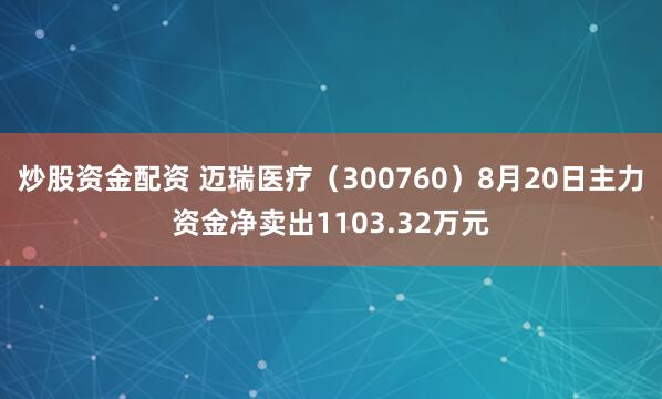 炒股资金配资 迈瑞医疗（300760）8月20日主力资金净卖出1103.32万元